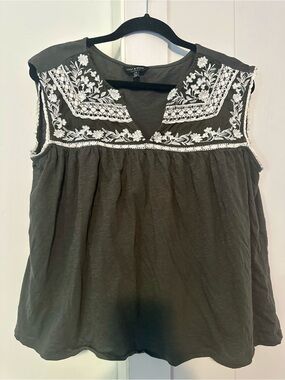 Lucky Brand Sleeveless Embroidered Tank